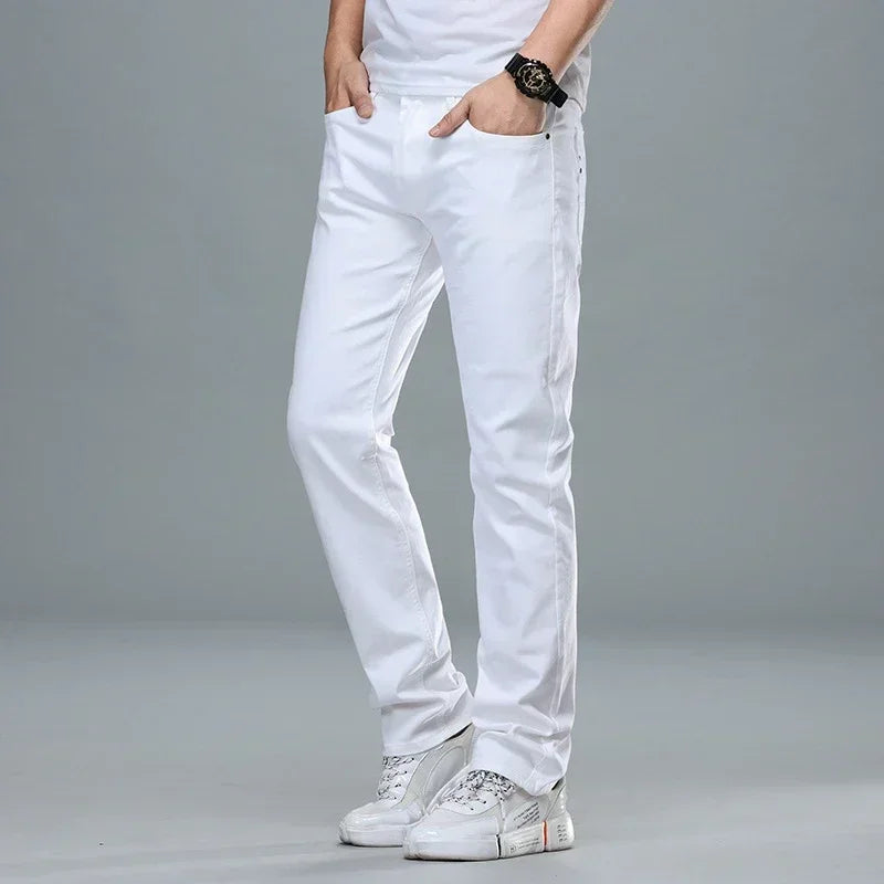 Classic Style Men's Regular Fit White Jeans