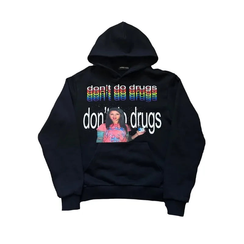 Retro printed graphic hoodie