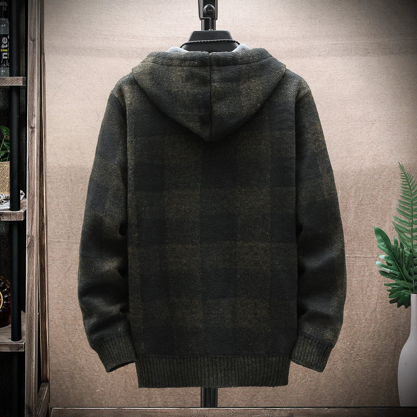 Winter Plaid Hooded Cardigan