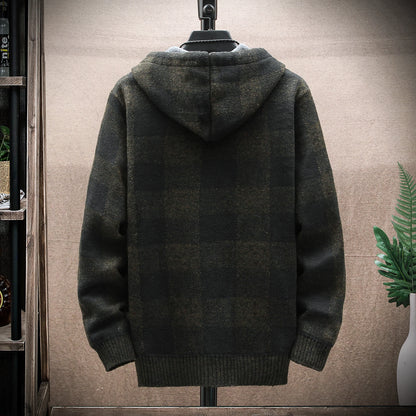 Winter Plaid Hooded Cardigan