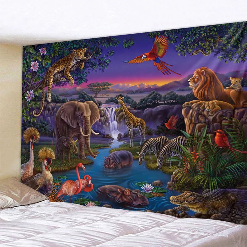 Jungle Bird Art Tapestry