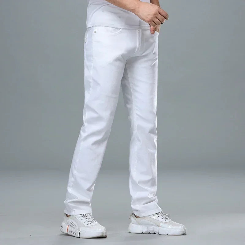 Classic Style Men's Regular Fit White Jeans