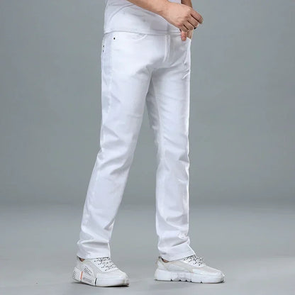 Classic Style Men's Regular Fit White Jeans