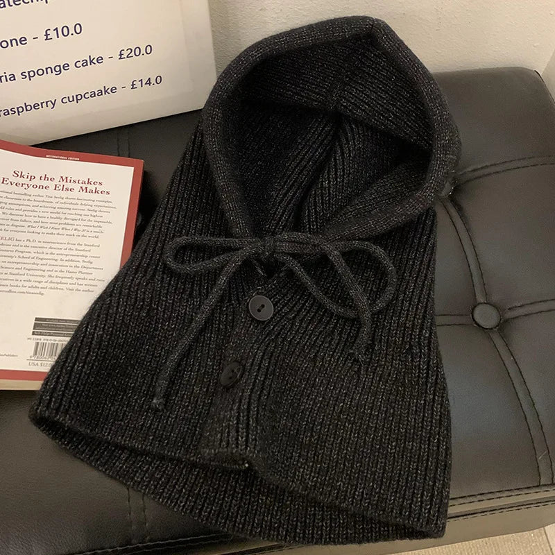 Kawai Cool Girls Style Korean Autumn Winter Women's Warming Comfortable Hat Fashion Scarf One Knitted Ear-protection Woolen Hats