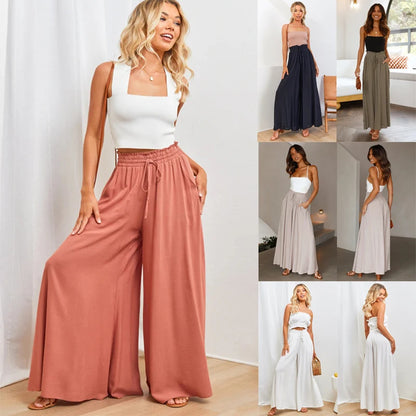 Wide Leg Pants With Elastic Waistband