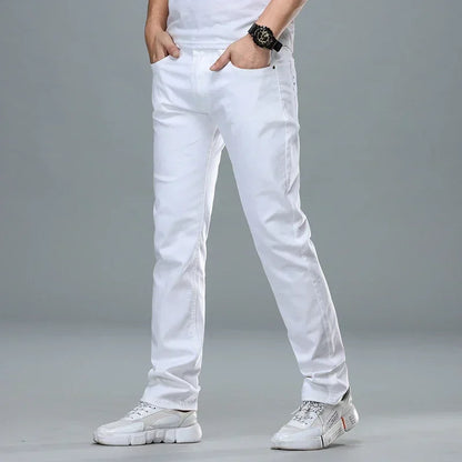 Classic Style Men's Regular Fit White Jeans