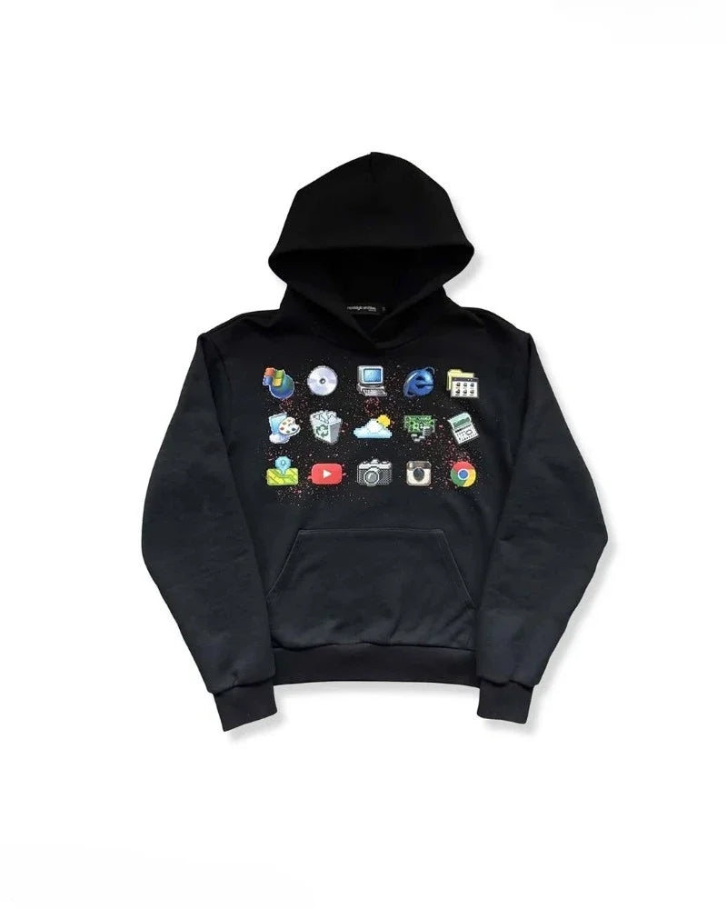 Retro printed graphic hoodie