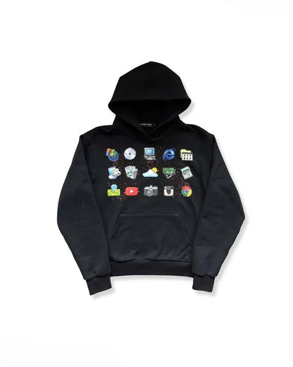 Retro printed graphic hoodie