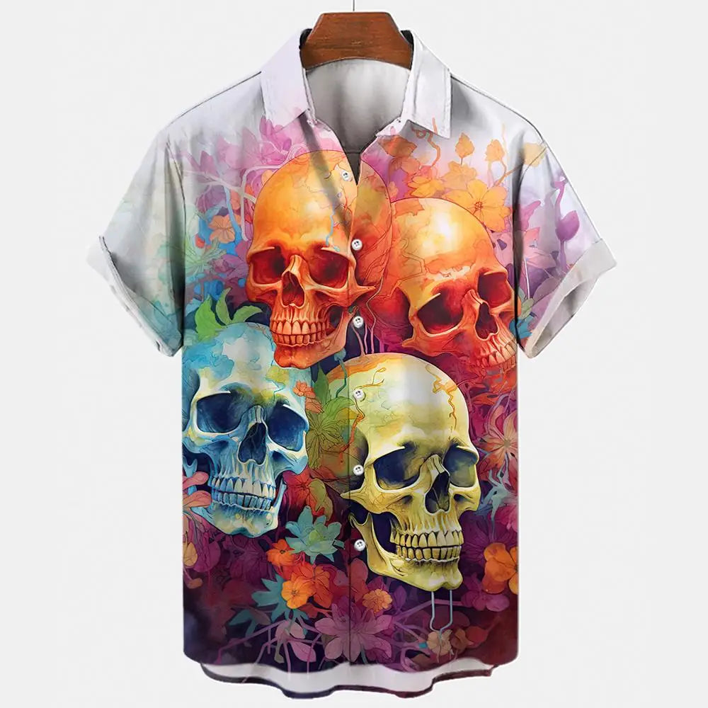 Men's Oversized Hawaii Skull Shirt