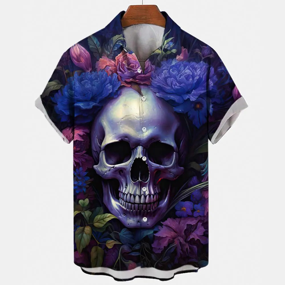 Men's Oversized Hawaii Skull Shirt