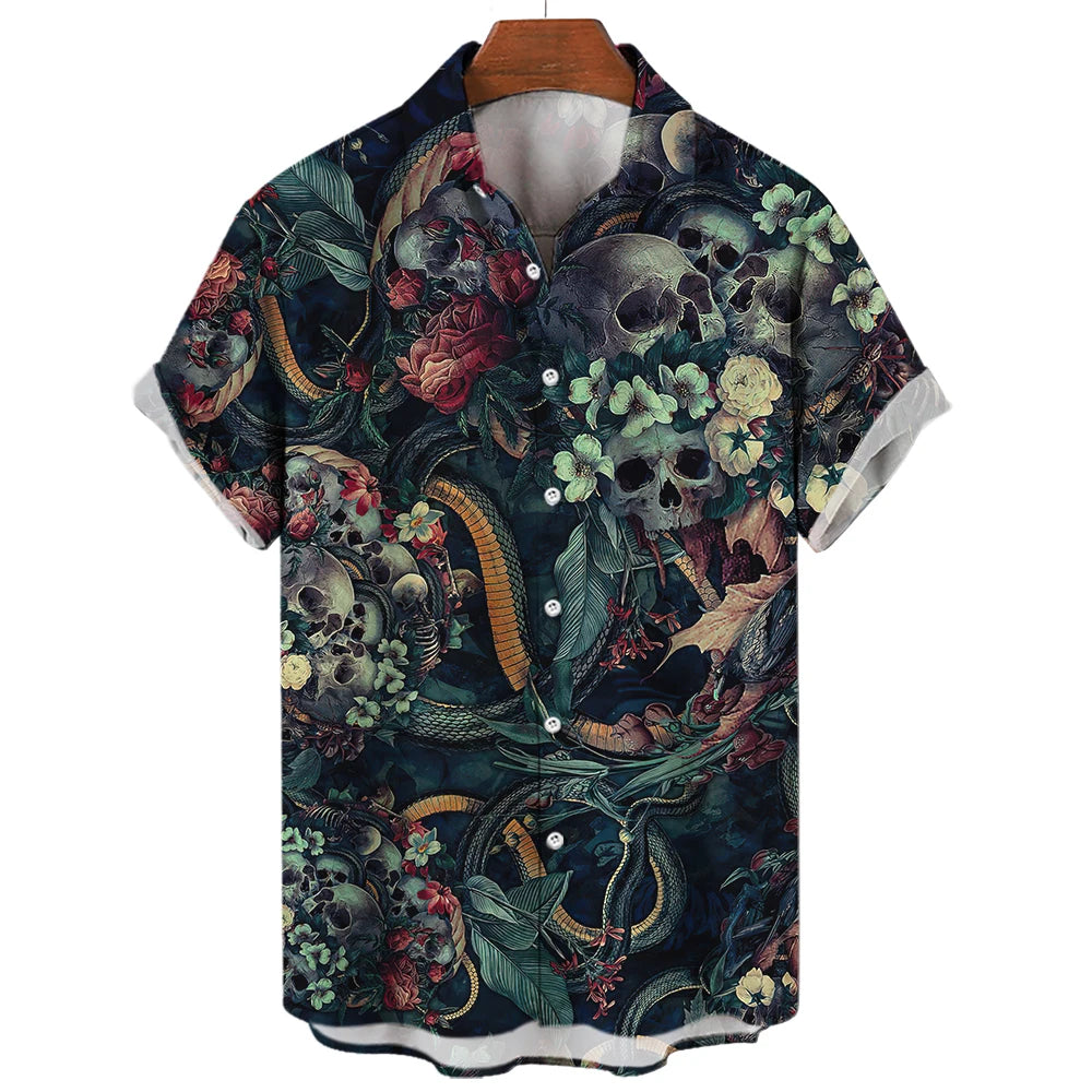 Men's Oversized Hawaii Skull Shirt