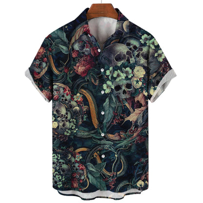 Men's Oversized Hawaii Skull Shirt