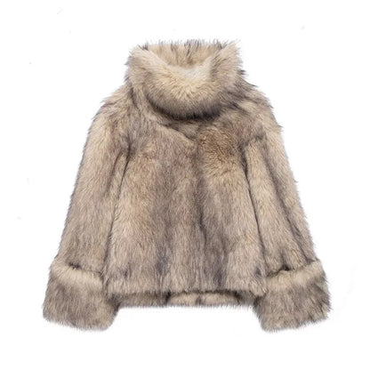 Gradient Fluffy Fur Coat