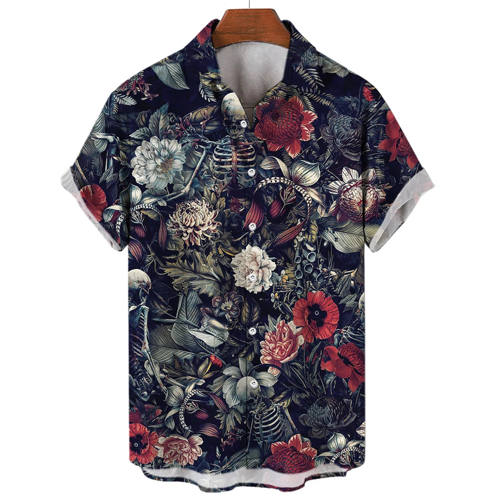 Men's Oversized Hawaii Skull Shirt