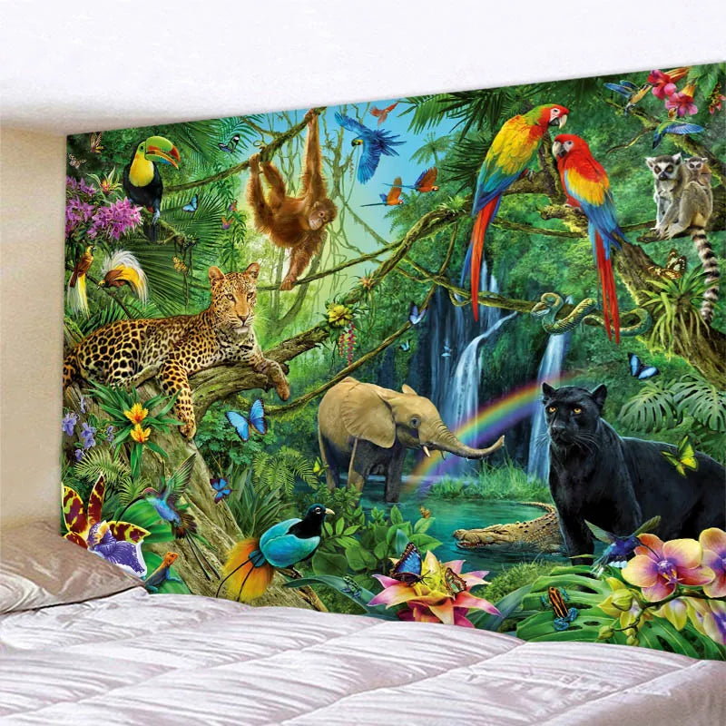 Jungle Bird Art Tapestry