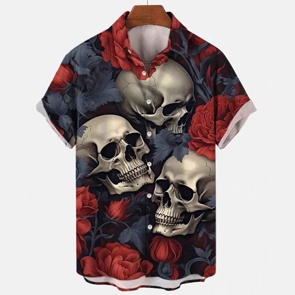 Men's Oversized Hawaii Skull Shirt