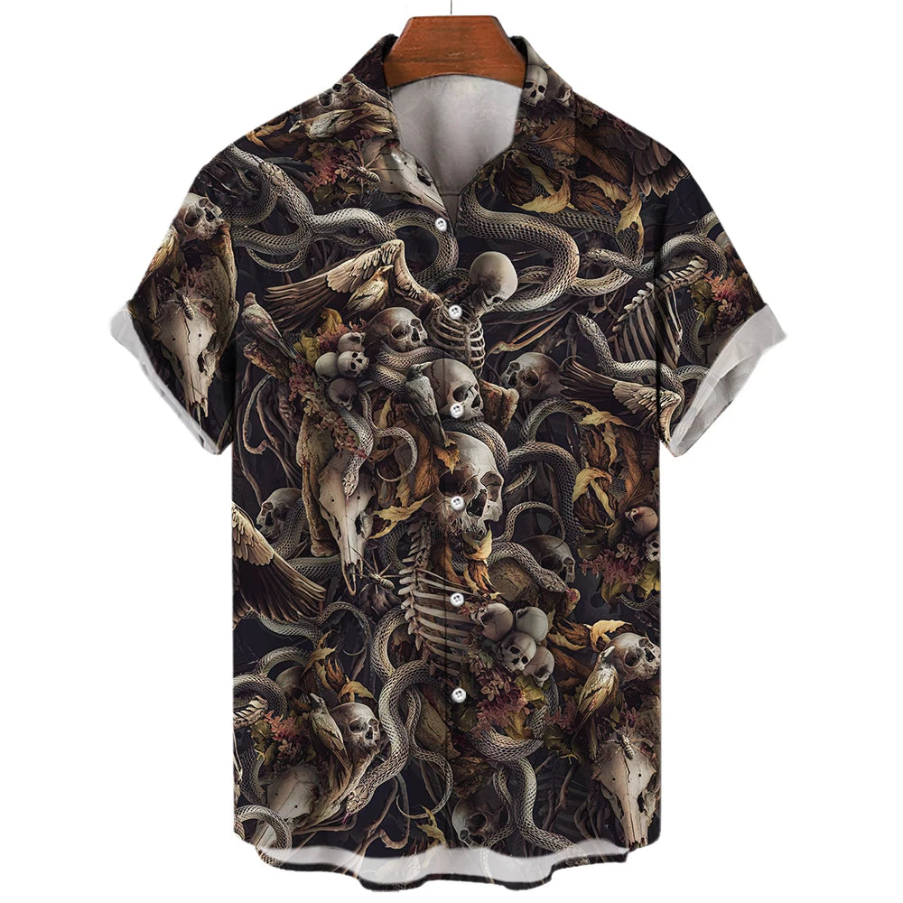 Men's Oversized Hawaii Skull Shirt