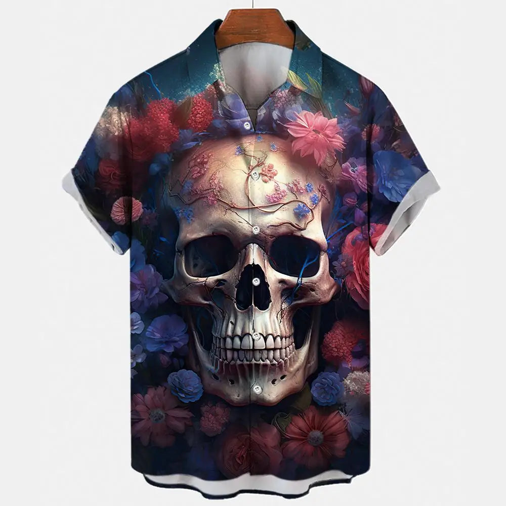 Men's Oversized Hawaii Skull Shirt
