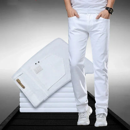 Classic Style Men's Regular Fit White Jeans