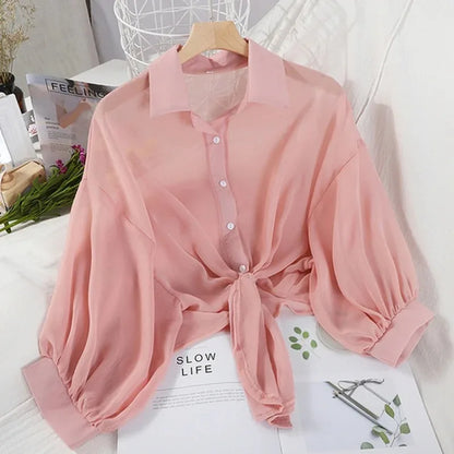 Casual Loose Tied Blouse