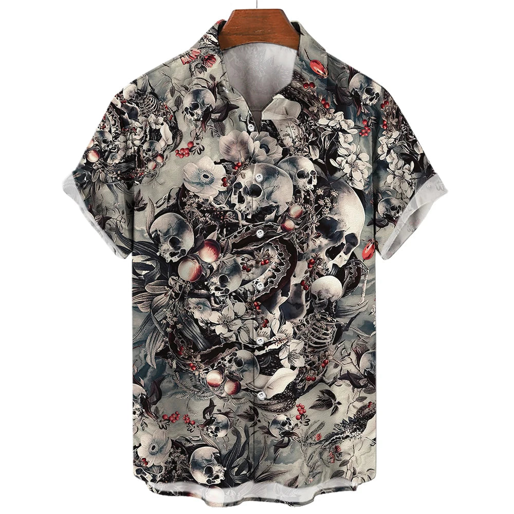 Men's Oversized Hawaii Skull Shirt