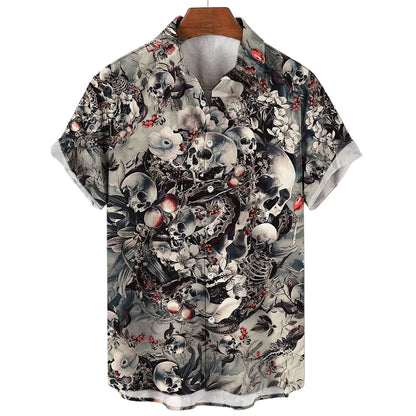 Men's Oversized Hawaii Skull Shirt