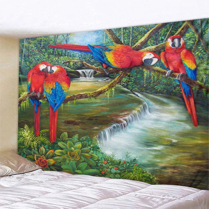 Jungle Bird Art Tapestry