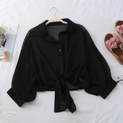 Casual Loose Tied Blouse