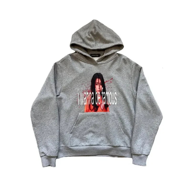 Retro printed graphic hoodie