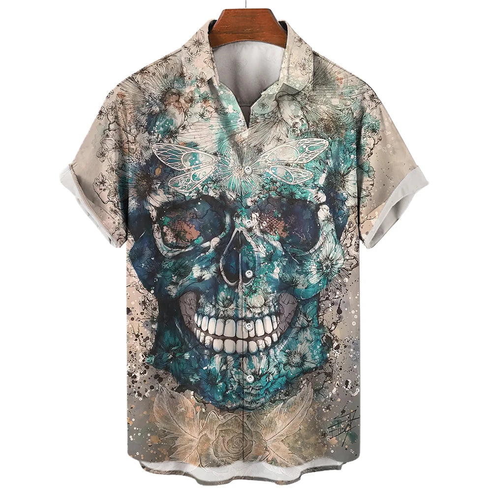 Men's Oversized Hawaii Skull Shirt