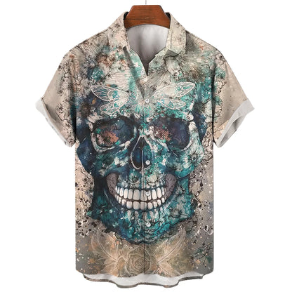 Men's Oversized Hawaii Skull Shirt