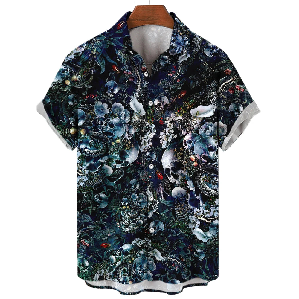Men's Oversized Hawaii Skull Shirt