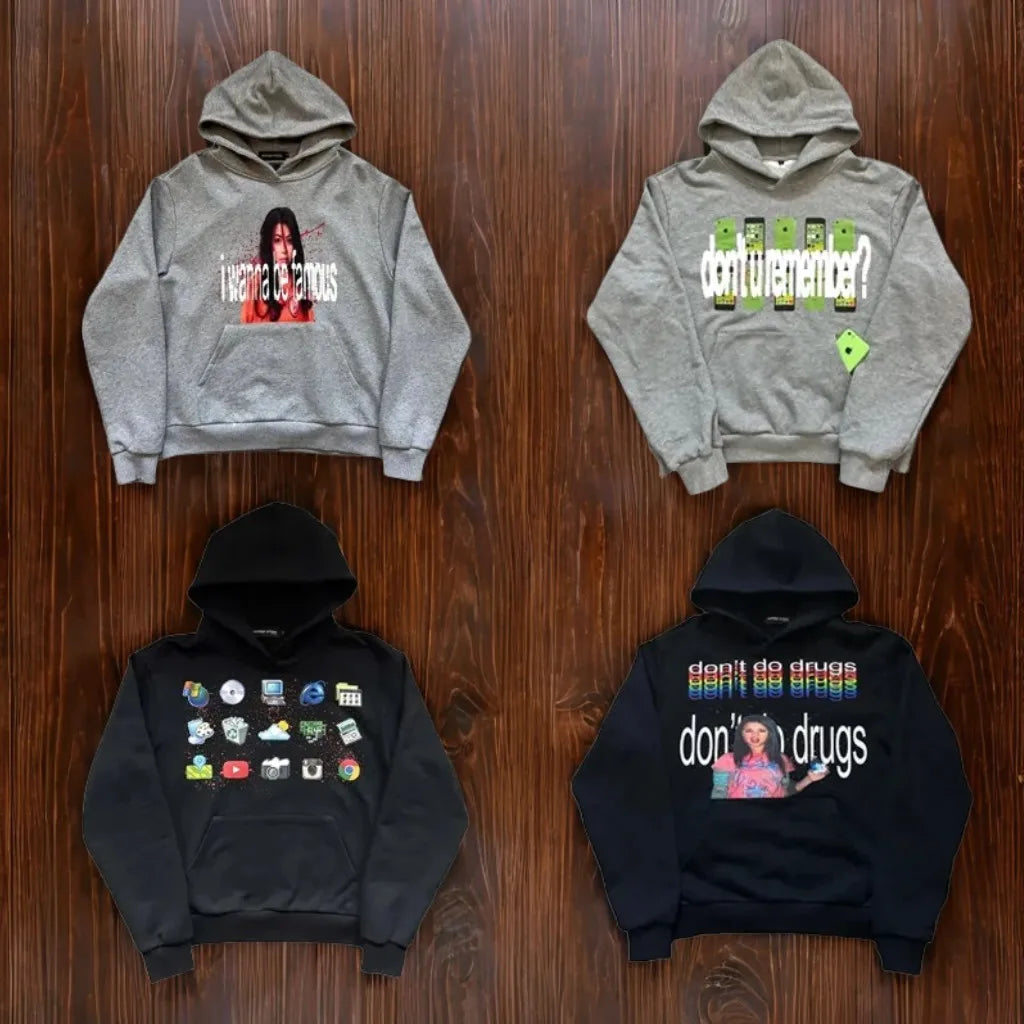 Retro printed graphic hoodie