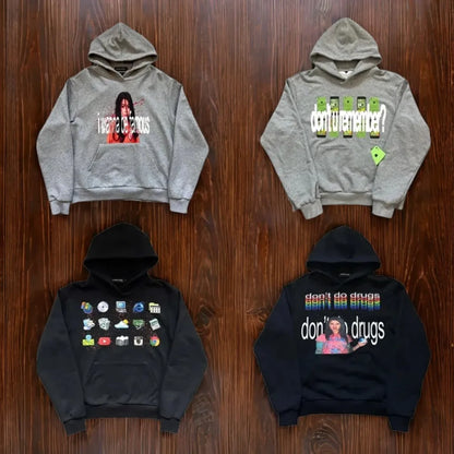 Retro printed graphic hoodie