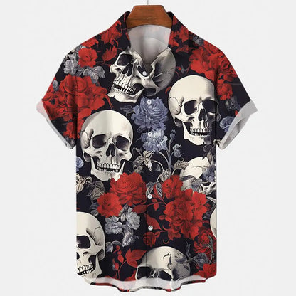 Men's Oversized Hawaii Skull Shirt